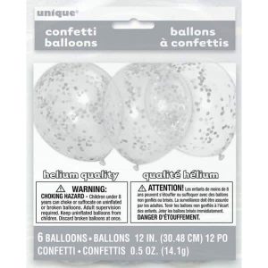 Transparent avec confettis 12po 6/pqt