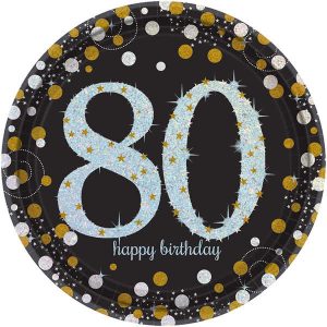 Célébration Étincelante 80e - Assiettes 9 Po. 8/pqt