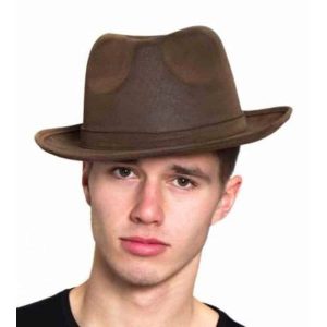Leatherlike Gangster Brown Hat