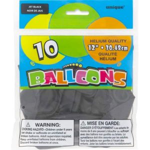 Ballons Latex Noir 12po 10/pqt