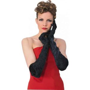Long Black Velvet Gloves