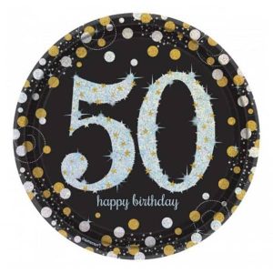 50e Célébration Étincelante - Assiettes Rondes 9 Po 8/pqt