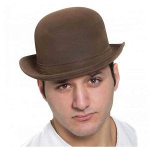Leatherlike Derby Brown Hat