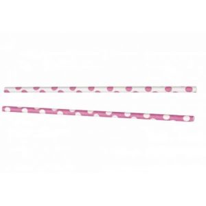 PAILLE EN PAPIER A POIS 10/pqt