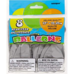 Ballons Latex Argent 12po 8/pqt