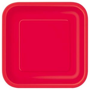 Assiettes en Carton 7 po - Rouge Rubis 16/pqt