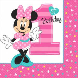 Minnie 1 An - Serviette Repas 16 par pqt