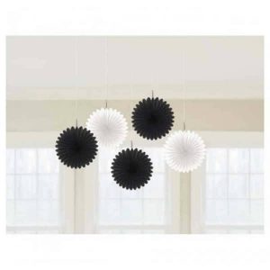Mini Éventails Suspendus - Noir & Blanc