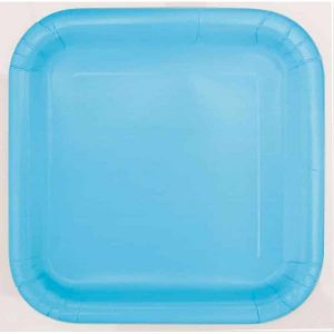 Assiettes en Carton 9 po - Bleu Pastel 14/pqt