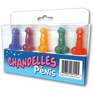 CHANDELLES PÉNIS DE COULEUR 5/PQT