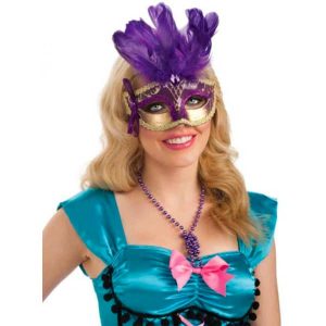 Purple Feathered Carnival Eyemask