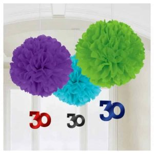 Déco Bouffante Suspendue - 30 ans 3/pqt