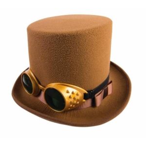 STEAMPUNK HAT WITH GOGGLES-BROWN