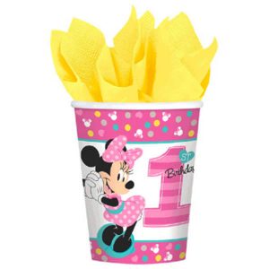 Minnie 1 An - Verre 9 Oz. 8 par pqt.