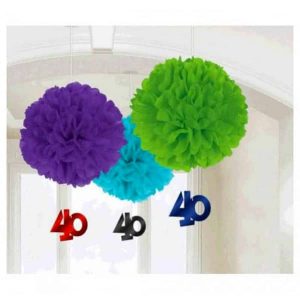Déco Bouffante Suspendue - 40 ans 3/pqt