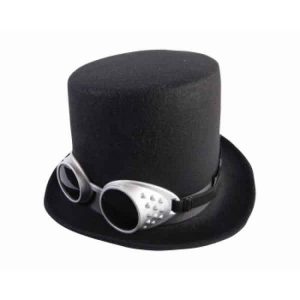 STEAMPUNK HAT WITH GOGGLES-BLACK