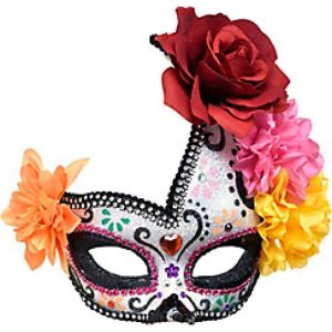 Floral Sugar Skull Masquerade Mask - Day of the Dead