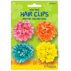 Mini Pince à Cheveux Hibiscus 4 par pqt.