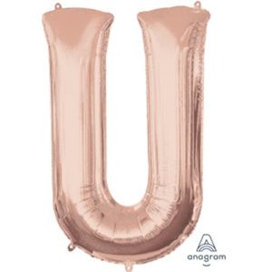 Mylar Lettre U – Rose Or 16 Po.