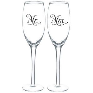 Verre Flûtes Mr. Mrs. 2 par Pqt.