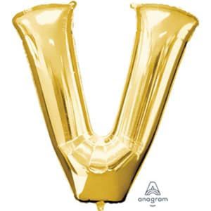 Mylar Lettre V – Or 16 Po.