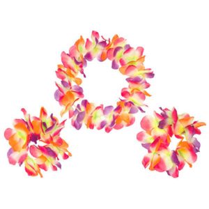 Couronne & Bracelets à Fleurs Luau 3 par pqt