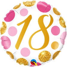 M.18'' CHIFFRE 18 POIS ROSE & OR