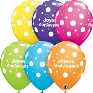 B.11'' JOYEUX ANNIVERSAIRE POLKA DOTS P/50