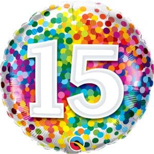 M.18'' CHIFFRE 15 RAINBOW CONFETTI