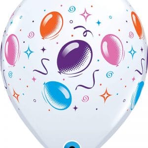 B.11'' PARTY BALLOONS & STREAMERS BLANC P/50