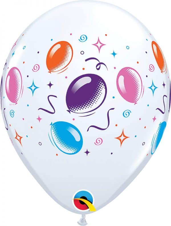 B.11'' PARTY BALLOONS & STREAMERS BLANC P/50