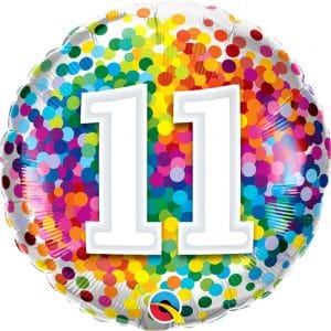 M.18''CHIFFRE 11 RAINBOW BIRTHDAY CONFETTI