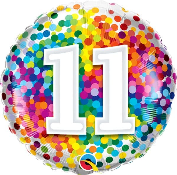M.18''CHIFFRE 11 RAINBOW BIRTHDAY CONFETTI