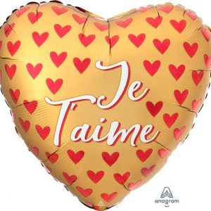 M.18'' JE T'AIME SATIN COEURS ROUGE