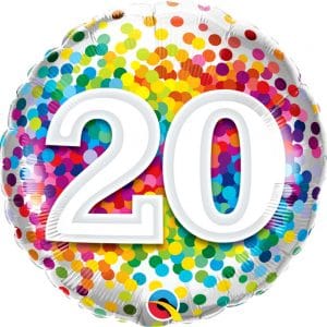 M.18'' CHIFFRE 20 RAINBOW CONFETTI