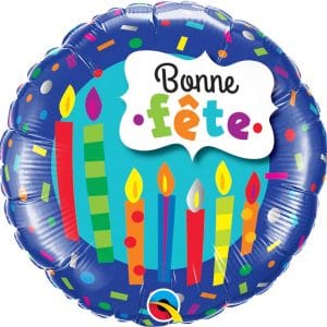 M.18'' BONNE FETE CHANDELLE & CONFETTI