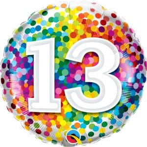 M.18''CHIFFRE 13 RAINBOW BIRTHDAY CONFETTI