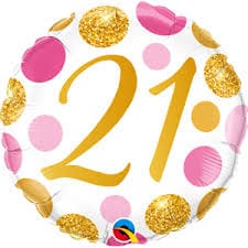 M.18'' CHIFFRE 21 POIS ROSE & OR