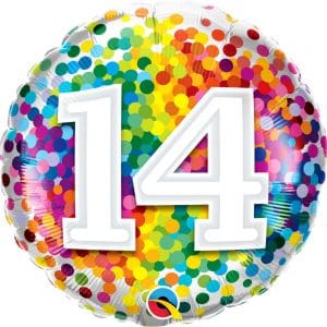 M.18''CHIFFRE 14 RAINBOW BIRTHDAY CONFETTI