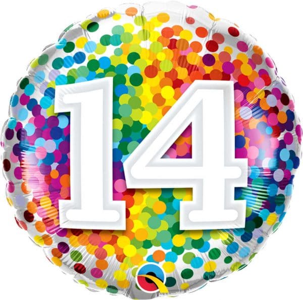 M.18''CHIFFRE 14 RAINBOW BIRTHDAY CONFETTI