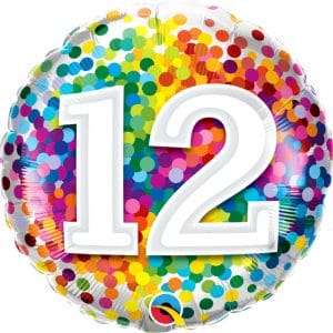 M.18''CHIFFRE 12 RAINBOW BIRTHDAY CONFETTI