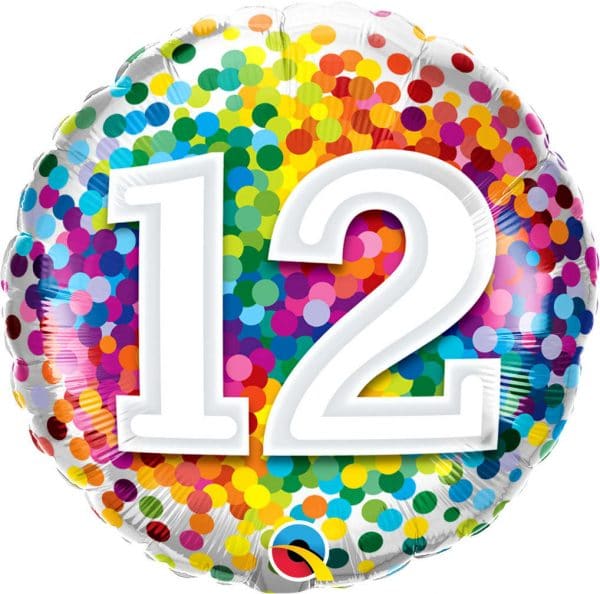 M.18''CHIFFRE 12 RAINBOW BIRTHDAY CONFETTI
